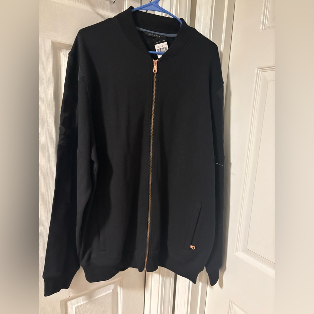 Sean John Y2K Black Long Sleeve Stylish Collar Zip Down Jacket NWT Size XL
